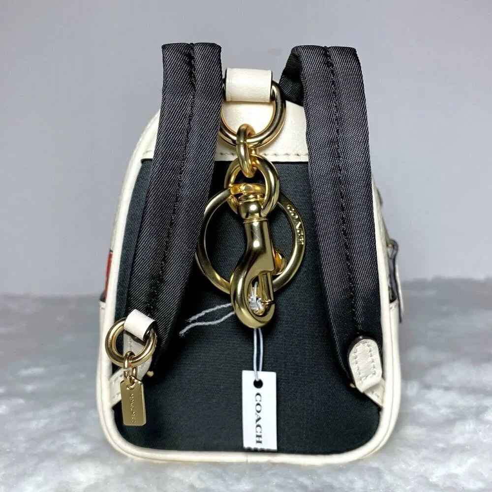 Coach Strawberry Print Mini Backpack Bag Keychain Coin Purse Charm NWT